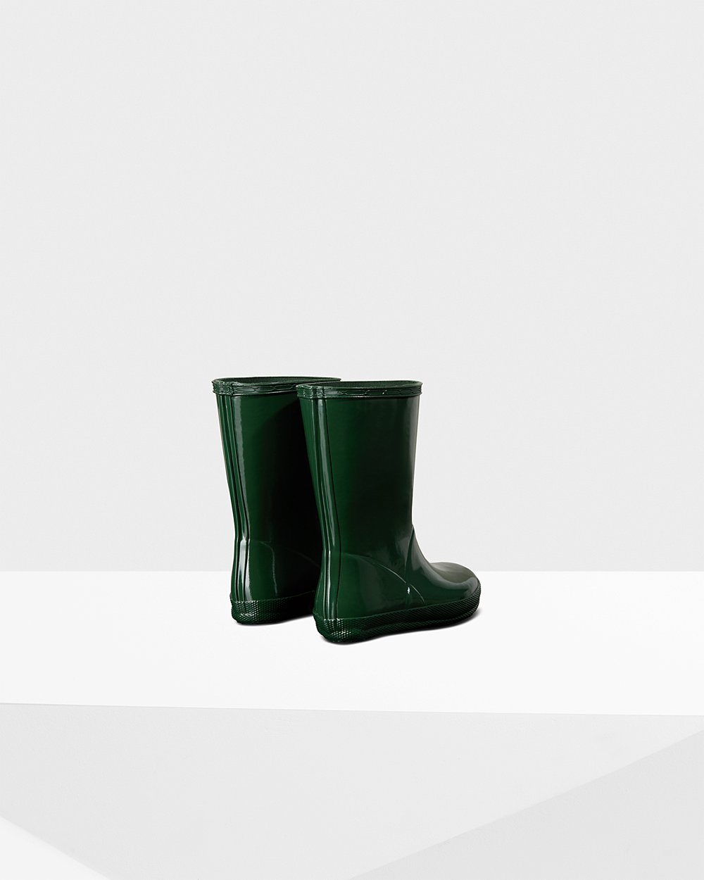 Bottes de Pluie Hunter Original First Classic Gloss Enfant Vert JRQLPZS-13